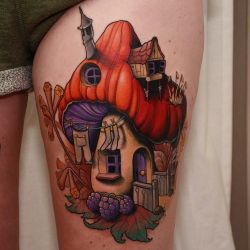 tattoosnob:  Mushroom House by @blackmagicjake