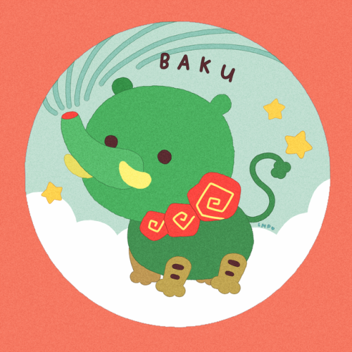  #JLMyōkaioftheday : Baku, or the “Dream Eater” ☁️☁️ With a trunk and tusks like an elep