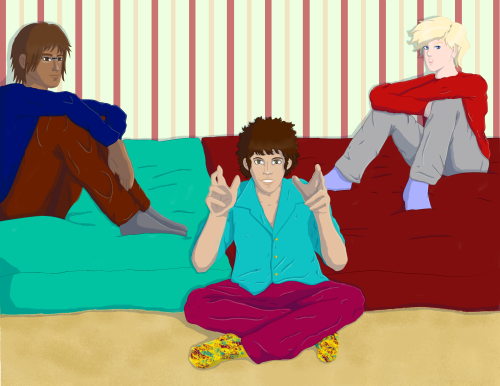 courfeynated: Have some modern AU triumvirate watching ESC