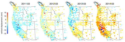 California rises as water fallsThis image comes from a study by scientists from Scripps Institute of