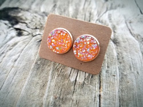 aux Resin Druzy Stud Earrings //TheSilverBoxDesigns