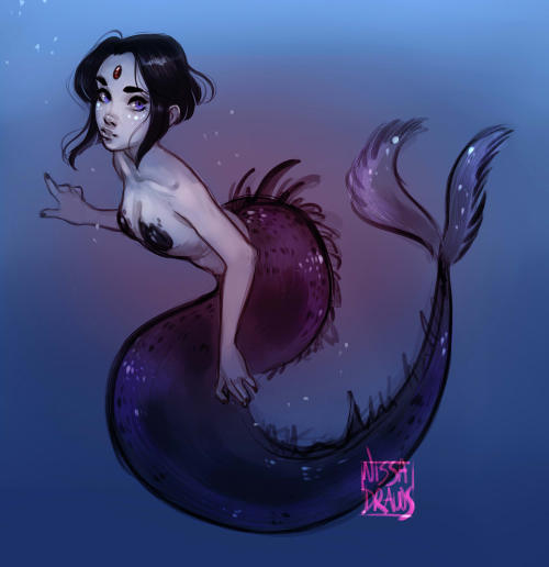 Porn photo nissa-draws:  nissa-draws: Raven mermaid