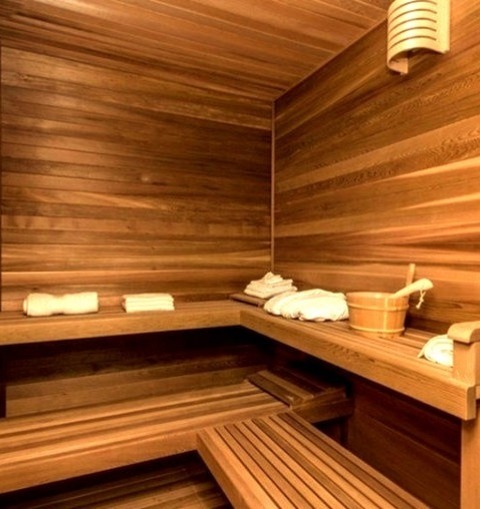 Los Angeles Bathroom Small Transitional Sauna With A Brown Floor