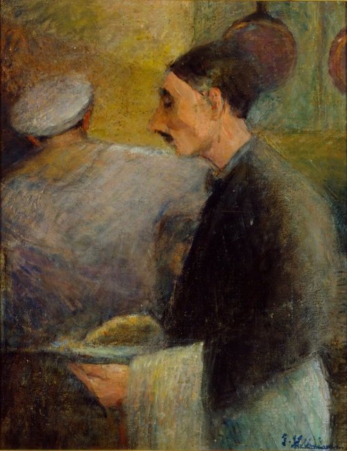 The Chefs   -    Ester Helenius, 1924.Finnish, 1875-1955oil on canvas, attached to the plate, 56 x 4