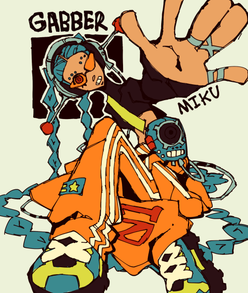 onebadnoodle:  CELTIC PUNK -   80’S CITY POP -   GABBER/HARDTECHNO   designing different mikus based of different music genres 1/?