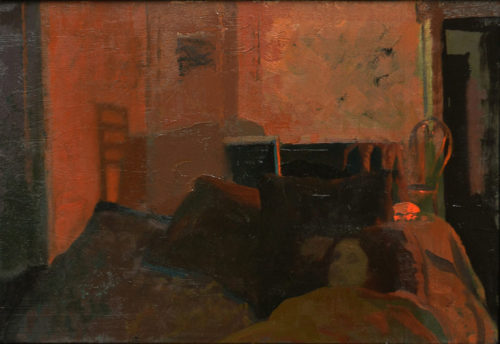 Night Movie  -  Emil Robinson, 2009-13American b. 1963-Oil on panel , 76 x 52 cm.