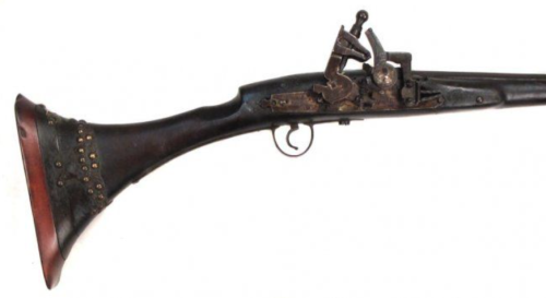 Snaphaunce musket originating from Morocco, 19th century.
