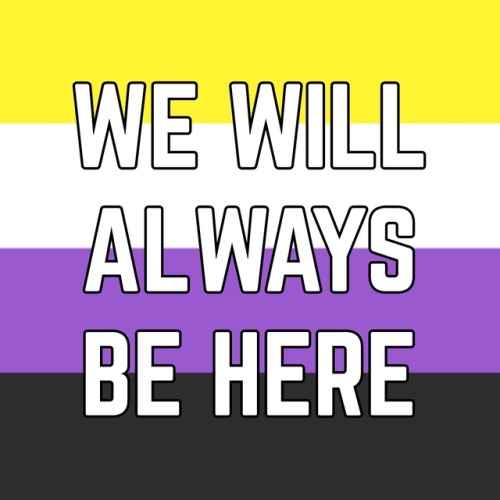 (Image description: the trans, nonbinary, genderqueer, androgyne, and agender flags with the words &