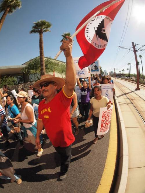 Actions today to stop ICE in Tucson (top, middle left) and Eloy (middle right, bottom). Immigrants a