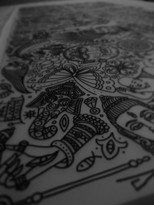 guyletatooer: At work on some new Tattoo Flash in Bangkok , Only for the New Plymouth Tattoo Conven