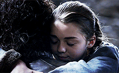 queennymeria: Needle was Robb and Bran and Rickon, her mother and her father, even Sansa. Needle was Winterfell’s grey walls, and the laughter of its people. Needle was the summer snows, Old Nan’s stories, the heart tree with its red leaves and scary