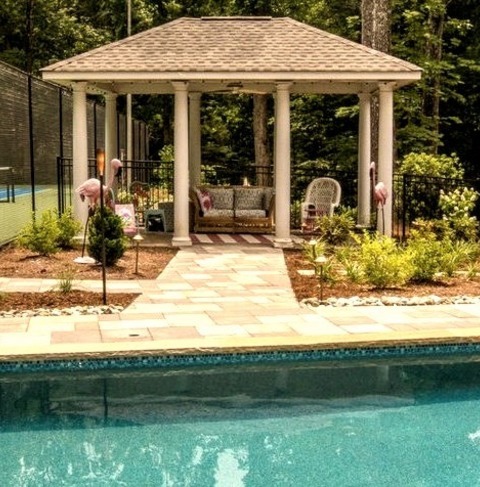 Pool - Craftsman PoolInspiration For A Large Craftsman Side Yard Stone And Rectangular Lap Pool House