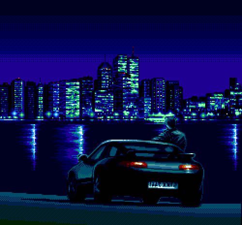 vgjunk:  pixcam:  Night Rider.  The worst part about seeing this GIF I made reposted by someone else without attribution is that they labelled it “Night Rider.” It’s from Side Pocket, which is great, and I wouldn’t want anyone thinking it was