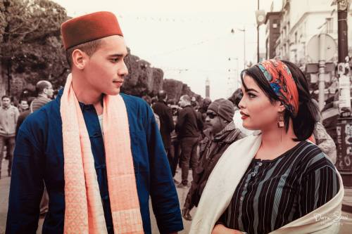 i-love-tunisia:When a look says it all about love. Wearing traditional Tunisian clothes in Habib Bou