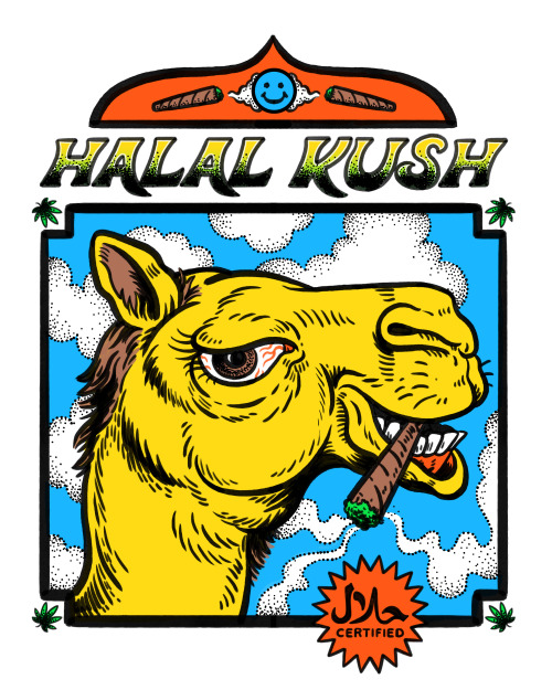 T-shirt design for rapper Shah Leezy and his clothing line, Halal Kush.https://linktr.ee/shahleezy