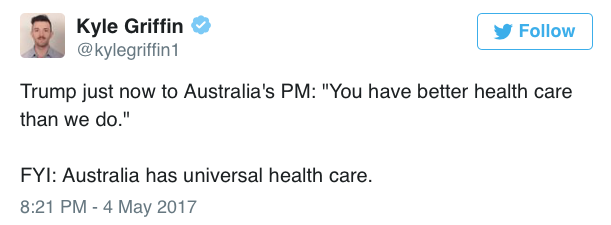 micdotcom:Trump says Australia has better health care than the US. Australia has