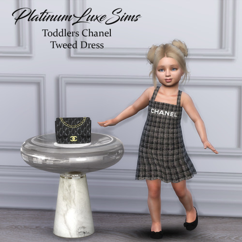  Toddlers Chanel Tweed Dress• 6 Swatches; black & white tweed, with ‘Chanel’ Logo,