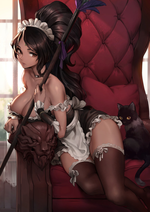 rarts: French Maid Nidalee (skin): League of Legends (LOL) game fanart [by Oopartz yang] 