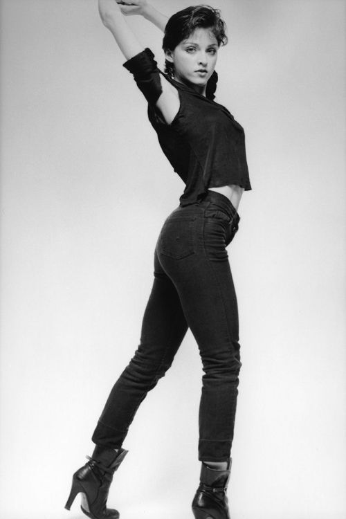 Madonna wears a black pair of jeans, 1979.