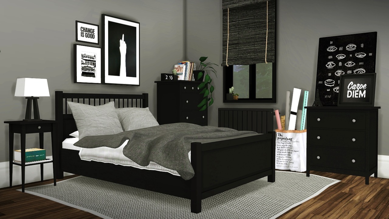 Кровати темного цвета. Спальни MXIMS SIMS 4. Ikea hemnes кровать. Кровать ikea hemnes темный. Кровать икеа ХЕМНЭС черная.