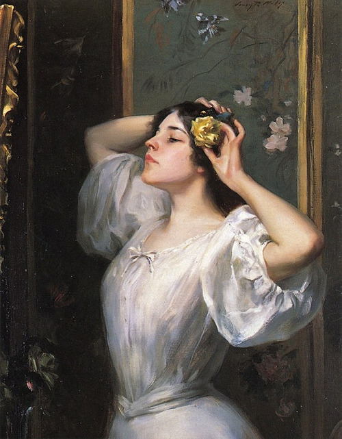  The Yellow rose  by Irving Ramsey Wiles (1861–1948) 