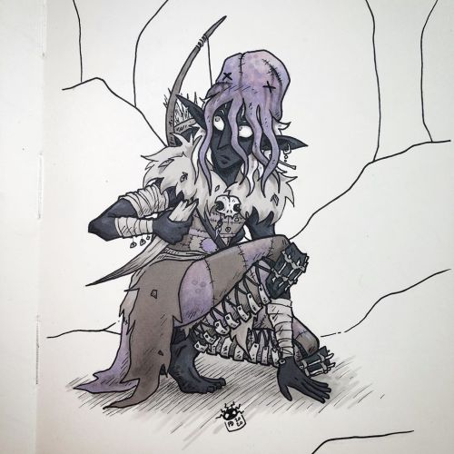 francescadare:#drowgust day 13: delve. Deep in the Underdark, Nestra the gloomstalker creeps though 