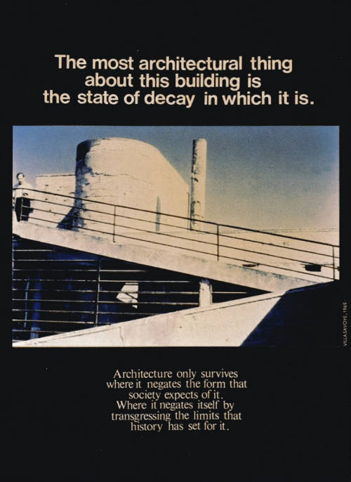 nickkahler:  Bernard Tschumi vs. Le Corbusier, Ads for Architecture: On History, c. 1977 