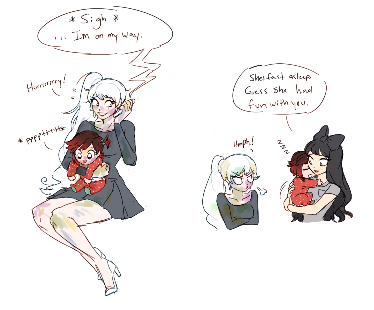 AU where ruby is a baby and one night her big sis yang asks her friend weiss to babysit