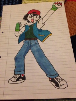 caramelliott:  Got bored the other day and drew ash ketchum :) quite proud I think I did quite well considering I’m a sports student :D 