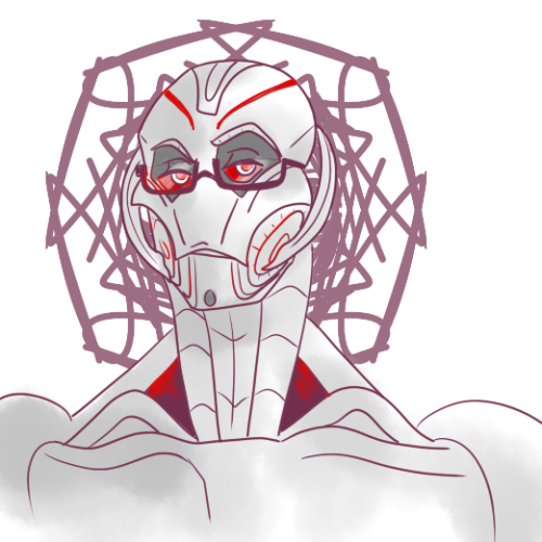 biologyexams:  a doodle of Ultron w glasses which he 1000% does not need. ngl, i like drawing unnecessary things on this hot robo[insp.] 
