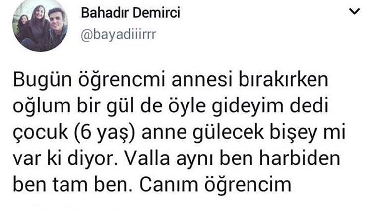 Bugün öğrencimi annesi...