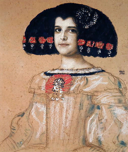 Portrait of Mary, the artist’s daughter in 17th century Spanish costume by Franz Stuck