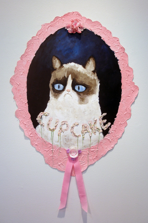 jasonedwarddavis:  “Cupcake” acrylic, flowers, cupcake holders, and sprinkles on canvas.  