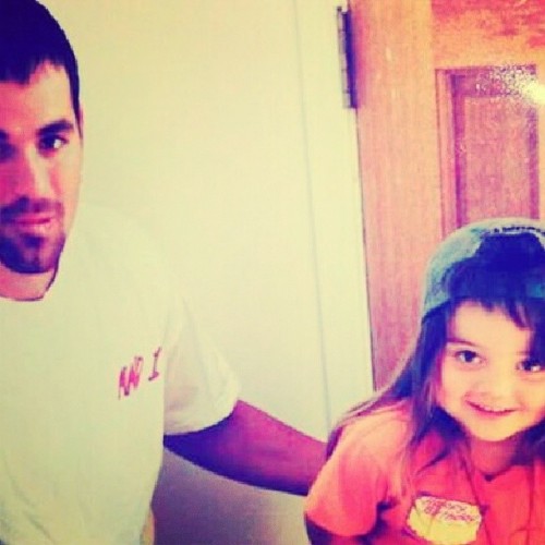 skylamereferreira: Sky and her dad // she loved her Yankees hat her dad is from NYC