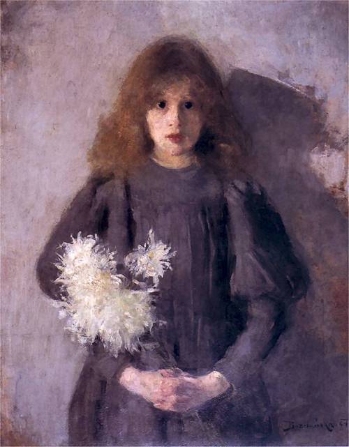 Olga Boznańska left: Girl with Chrysanthemumsright: Silver girl“Olga Boznańska was a Polish painter 