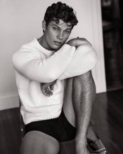 lovealwaysbeautiful:  i-pat: hotguys4hotguys: Justin W. Crichlow by Andrew Parsons . Sits on the Chair, andsimply wear Knitwear