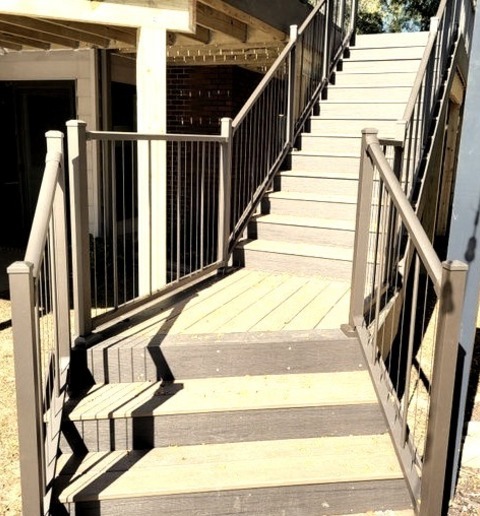 Deck BackyardAn Illustration Of A Sizable Backyard Deck With A Second Story Cable Railing That Isn't