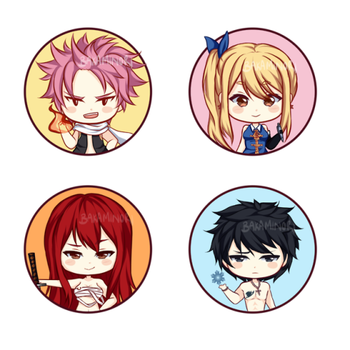 Fairy tail icons I made for a con, I missed a few OG’s in this batch so there should be more to come