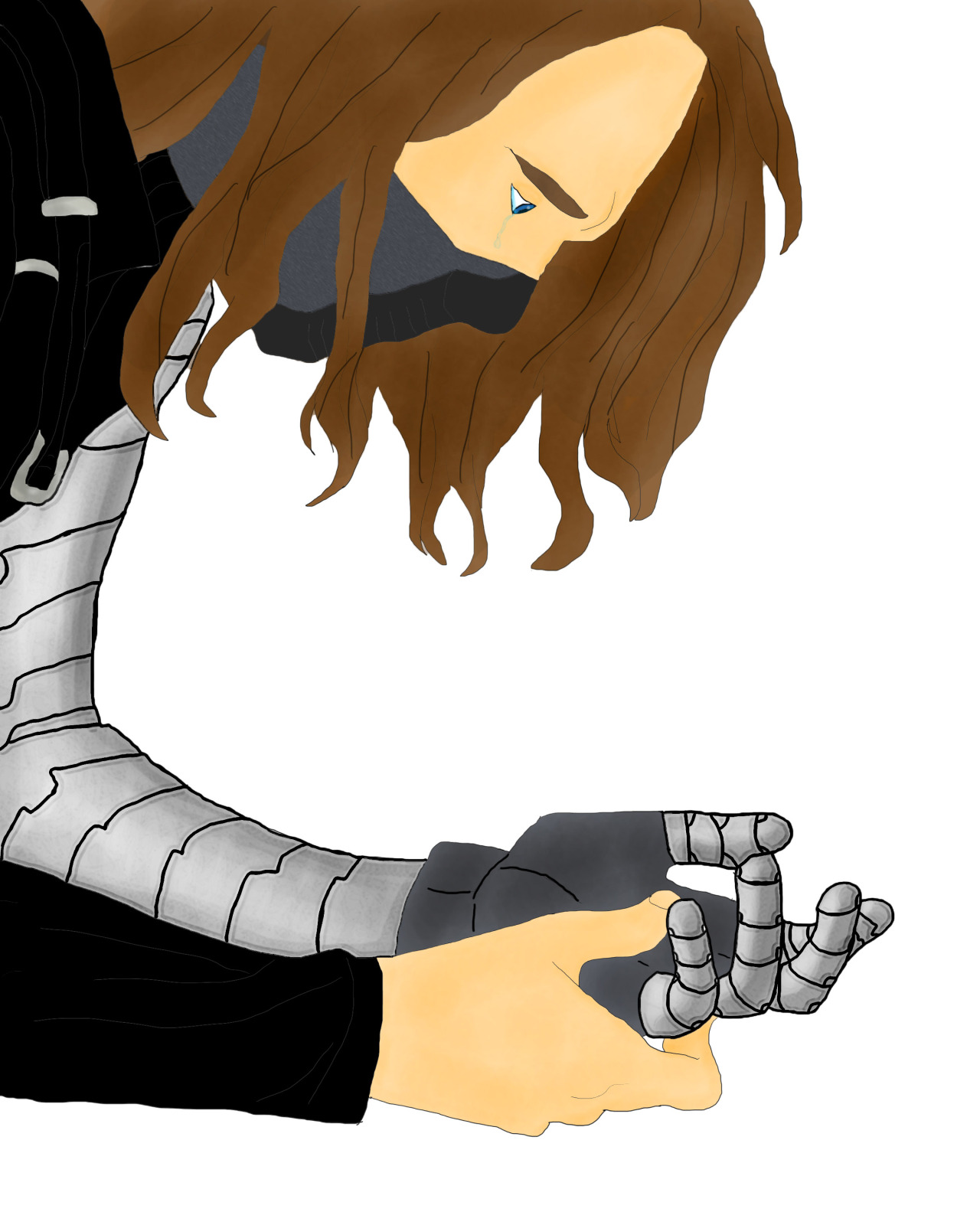 love-buckybarnes:  Finished drawing of “Who am I?” Bucky breaking down trying