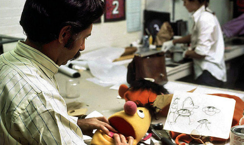 How Ernie and Bert were made. Snaps from the workshop showing Don Sahlin at work, 1969.On his table 