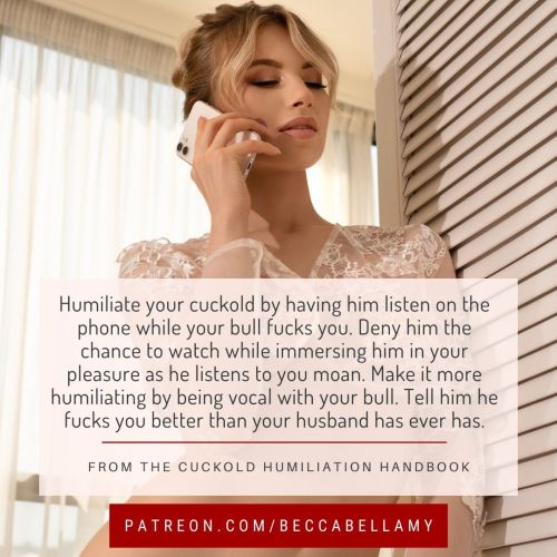 Become a Patreon supporter for access to The Cuckold Humiliation Handbook, which includes a wealth o
