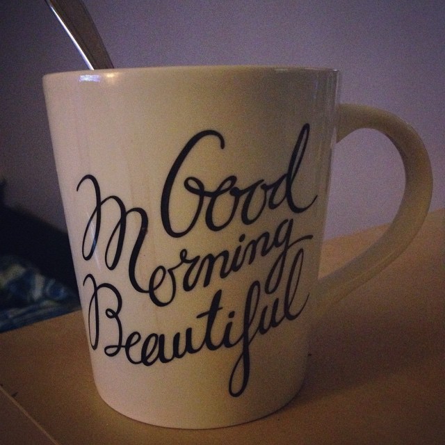 positivelyfat:  We have matching mugs! (His says handsome) I can’t wait for those