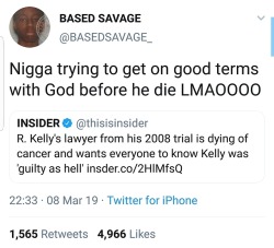 westafricanbaby:  super-shar:  Smfh   I saw this yesterday and i was just disappointed but not shocked. He said he even had to advise R Kelly to take libido surpressants so he wouldn’t have sexual urges for kids. That is sick.  This nigga originally