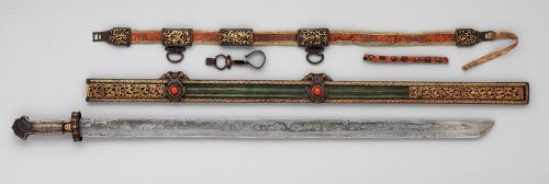 art-of-swords: Sword, Scabbard, and Belt Hook Dated: circa 1750–1850 Culture: Tibetan Medium: steel,