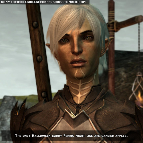 Halloween confession: The only Halloween candy Fenris might like are candied apples.