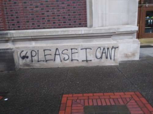 “I can’t breathe” Graffiti in Tacoma, Washington, quoting some of the last words spoken by George Fl