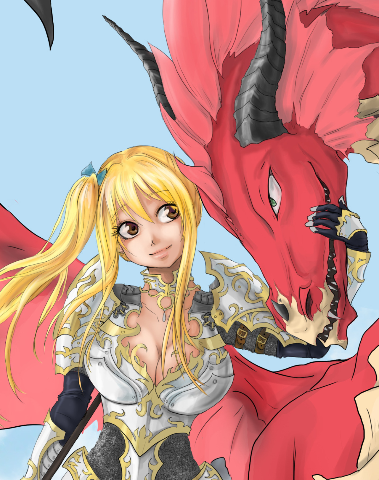 Lucy and Full Dragon Form Natsu by coidragon on DeviantArt