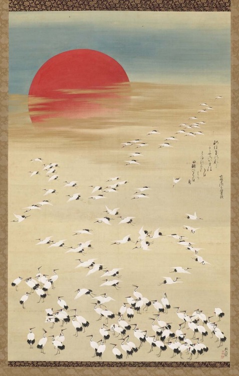 fujiwara57:“One Thousand Cranes“ by Hara Zaisei 原在正 (1785 ? - 1810).