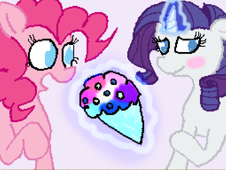 raritytalks:  &ldquo;Romantic Surprise.&rdquo;Rarity is giving Pinkie a little