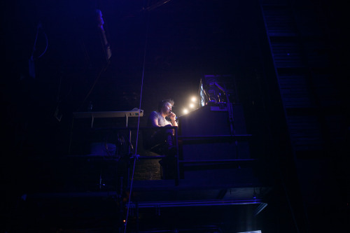 Production Stage Manager Trinity Wheeler runs the show from an elevated perch backstage. Photo by ma